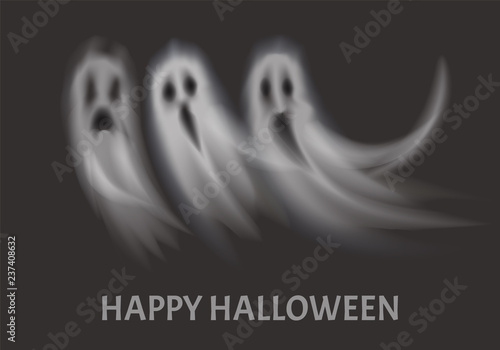 Happy Halloween Apparitions Set Poster Vector