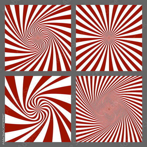 Maroon and white spiral and starburst background set