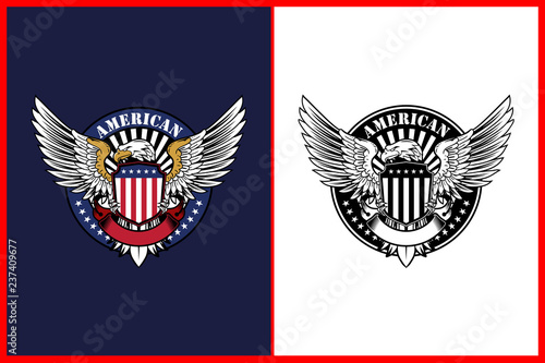 america eagle with shield crest logo template