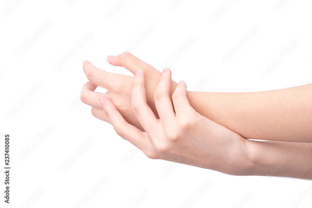 The act of touching the back of a hand