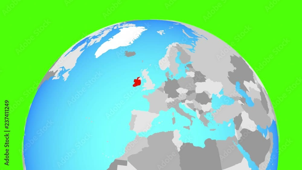 Zooming to Ireland on political globe. 3D illustration. Zooming to Ireland on political globe. 3D illustration.