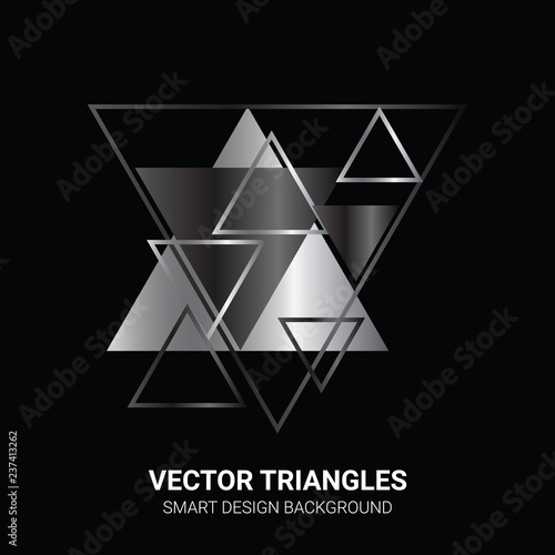 Abstract vector background with trinagles on black photo