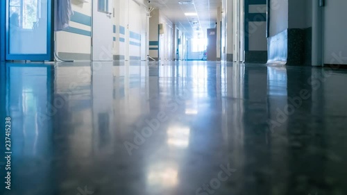 Medical Staff at Clinic's Corridor. Timelapse.