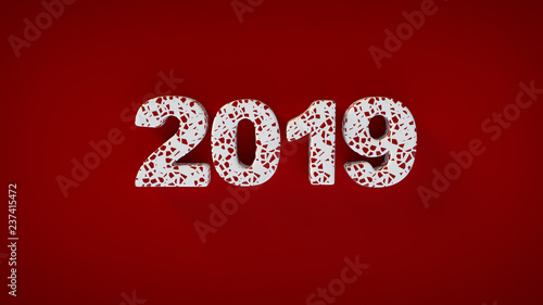 Happy New Year 2019 3D rend...
