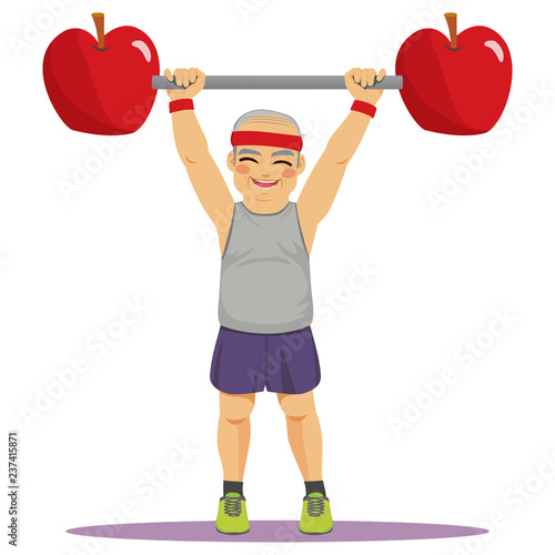 Happy senior man exercising...