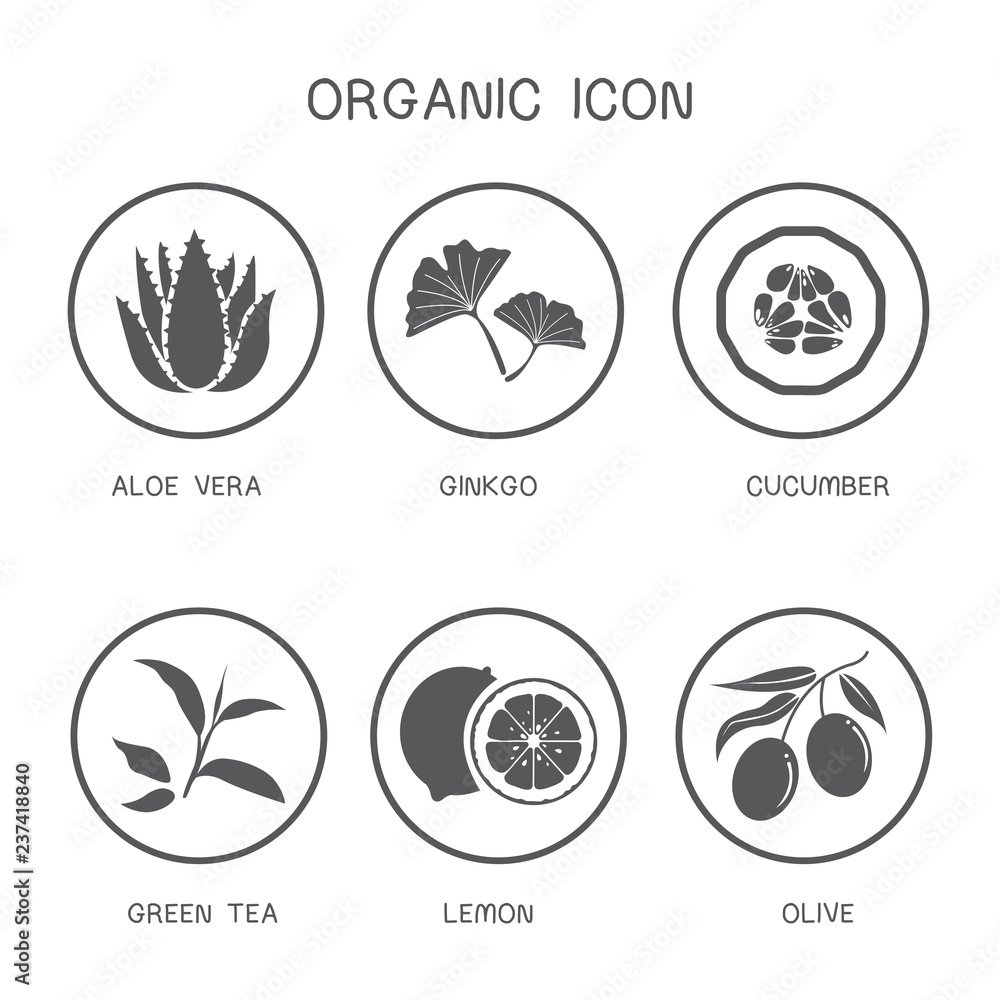 Natural Icon Set Black And White