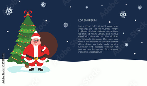 Foto Christmas banner. A pig dressed as Santa Claus.
