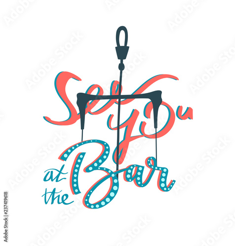 Kitesurfing Bar Lettering Handwriting Print Design