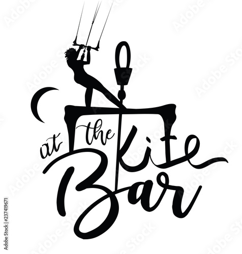 Kitesurfer Girl Lettering Design at the Bar