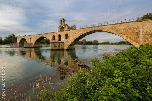 Pont Saint-Bénézet in Avignon. Bridge Pont Saint-Benezet over Rhone River, Avignon, Provence, Luberon, Vaucluse, France