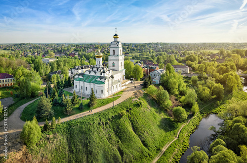 Vyazma, Smolensk oblast, Russia. Aerial view of Holy Trinity Cathedral built in 1676. Cultural heritage site of Russia