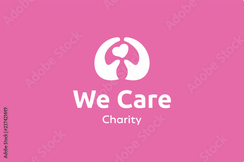 We care charity organization logo icon vector template illustration