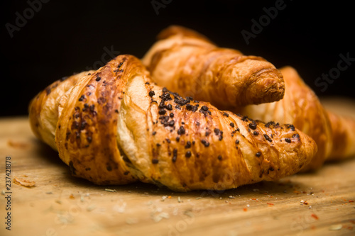 Fresh french croissant on the table