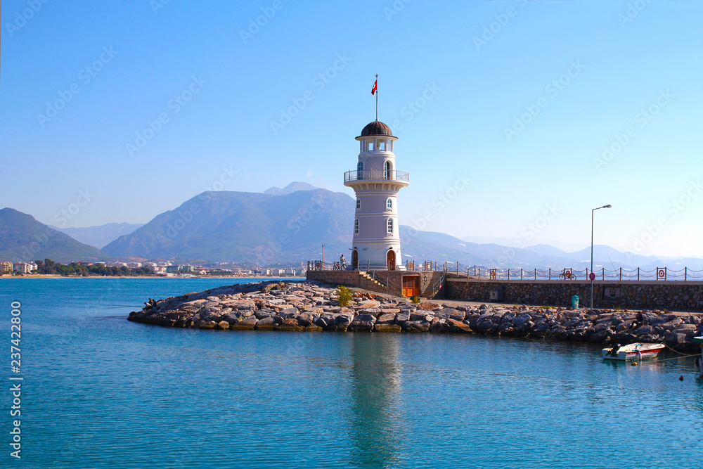 Alanya, Turkey, November 2018 Lighthouse in the port