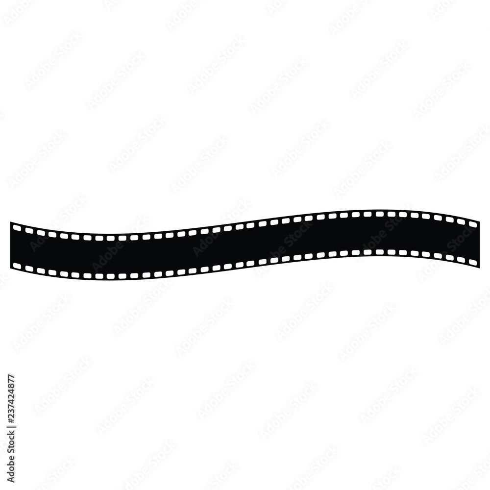 A black and white vector silhouette of a roll of film