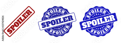 Quadro su tela SPOILER grunge stamp seals in red and blue colors