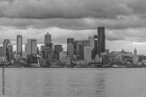 Night Descends On Seattle BW
