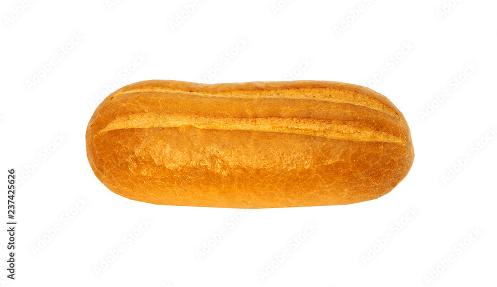 Loaf of white bread with golden crust isolated on white background Loaf of white bread with golden crust isolated on white background