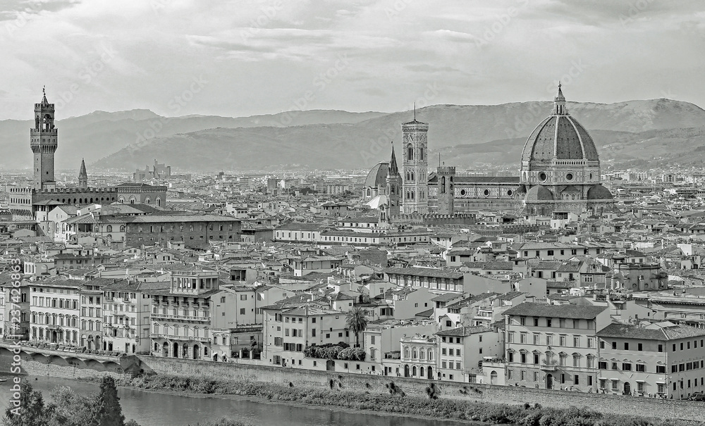 view of Florence in Italy with sepia effect