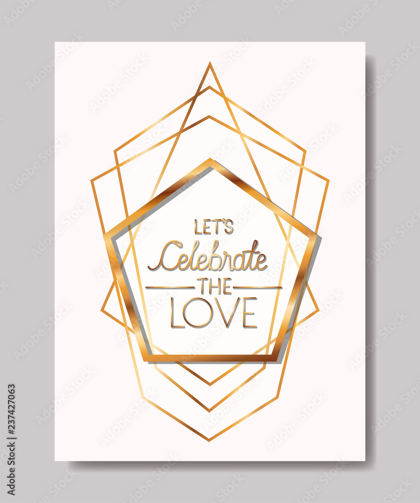 celebrate the love card with golden frame celebrate the love card with golden frame