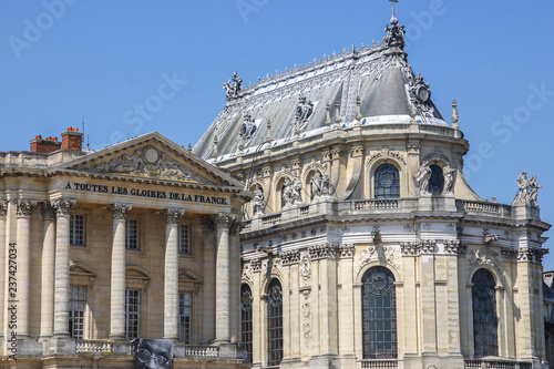 05.05.2008, Versailles, France. Elements of exterior of the Palace. Historic architecture of France.