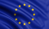 Waving European Union flag , EU flag in 3D Illustration.