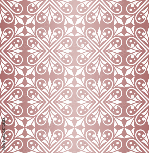Vector seamless pattern with ornamental motifs. Elegant Christmas background. Art deco texture.