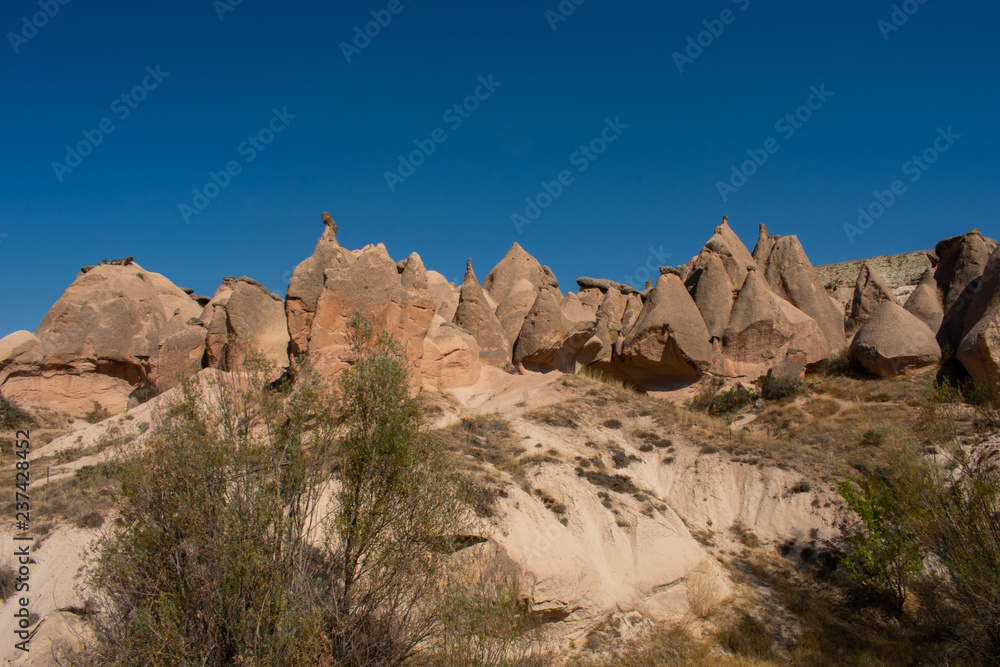 Rock formations in Cappadocia, Goreme, Turkey. Beautiful Turkish landscape 