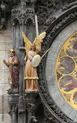 Angel of Astronomical Clock in Prague the capital of the Czech R photo