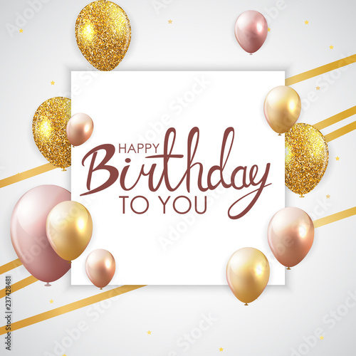 Abstract Happy Birthday Balloon Background Card Template Vector Illustration