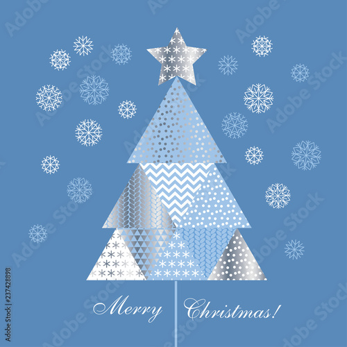 Blue color patchwork xmas tree