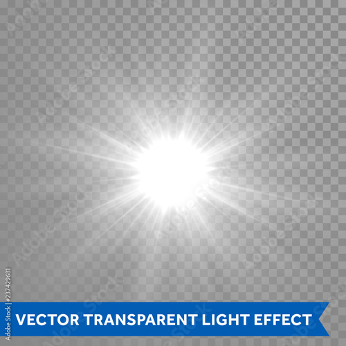 Shining and glowing sun light effect. Star explosion outburst