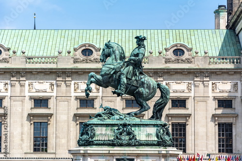 Statue of Prince Eugene in front of Hofburg palace, Vienna, Austria