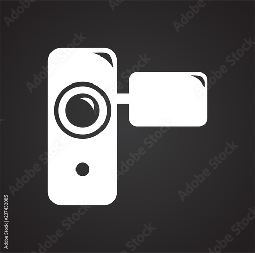 Hnad held vide recorder icon on black background for graphic and web design, Modern simple vector sign. Internet concept. Trendy symbol for website design web button or mobile app
