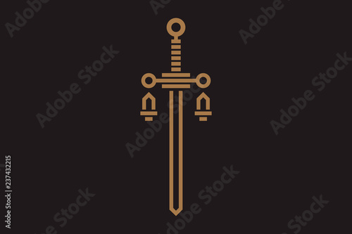 the sword and scales of justice Themis. the logo or icon