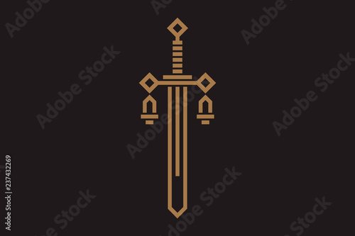 the sword and scales of justice Themis. the logo or icon