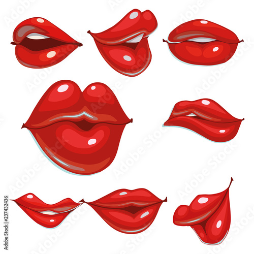 set of sexy lips in different positions