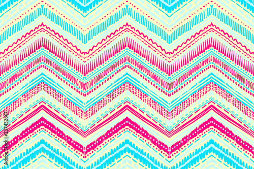 Abstract Ikat and boho style handcraft fabric pattern. Traditional Ethnic design for clothing and textile background, carpet or wallpaper