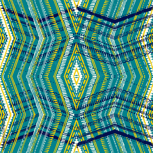 Abstract Ikat and boho style handcraft fabric pattern. Traditional Ethnic design for clothing and textile background, carpet or wallpaper