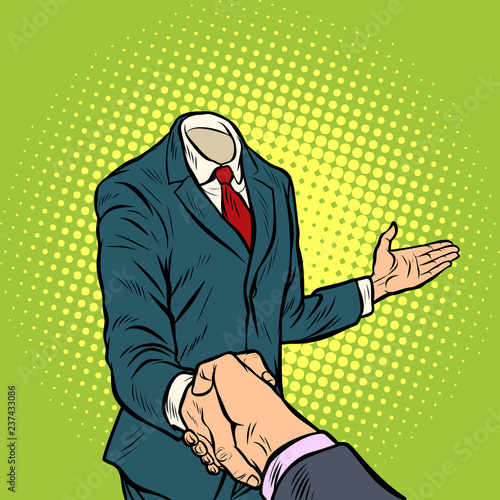 businessman handshake, a template without a head