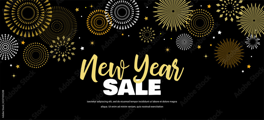 Sale banner background for New Year shopping sale. Happy New year
