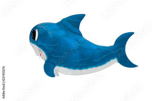 Cute cartoon baby shark. 3d rendering