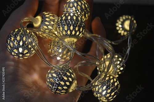 New Year decoration with golden ornament