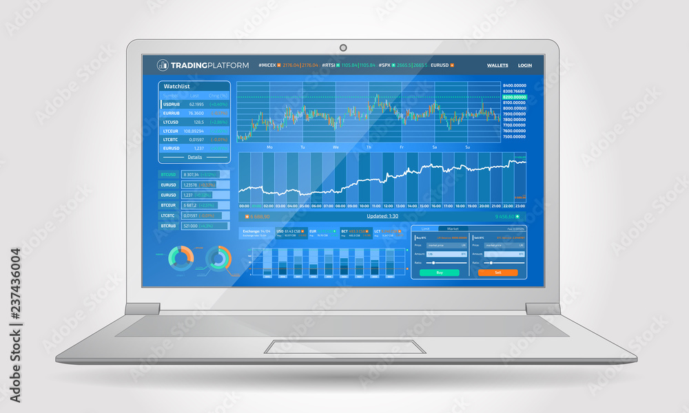 Trading Platform Interface With Infographic Elements Trading Platform Interface With Infographic Elements