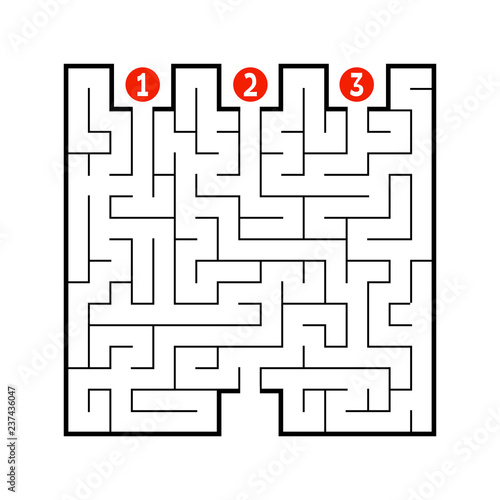 Abstract square maze. Game for kids. Puzzle for children. Find the right path. Labyrinth conundrum. Flat vector illustration isolated on white background.