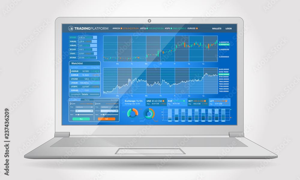 Trading Platform Interface With Infographic Elements Trading Platform Interface With Infographic Elements
