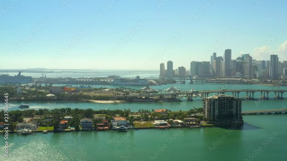 Aerials Miami Venetian Islands view Downtown port harbor Aerials Miami Venetian Islands view Downtown port harbor
