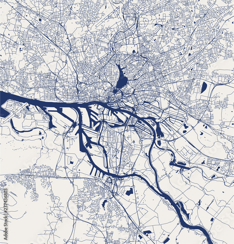 map of the city of Hamburg,, Germany