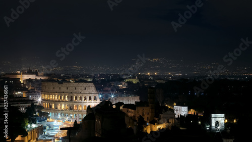 Photography Panoramic night view of Rome