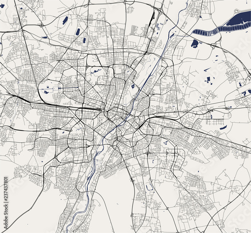 map of the city of Munich, Bavaria, Germany